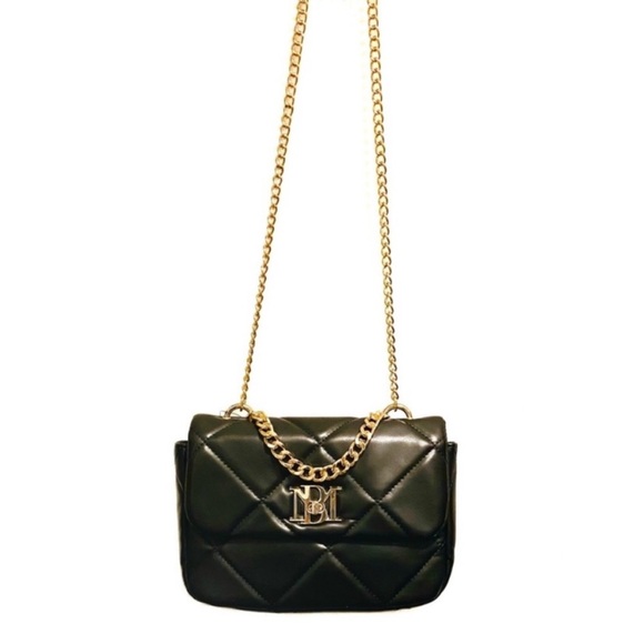 Badgley Mischka Black Gold Chain Quilted Crossbody Bag NWT - Picture 8 of 13